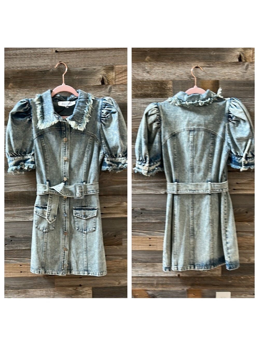NWT Elliatt Giselle Denim Day Dress Button Front Belt Frayed Size Small - Picture 1 of 11